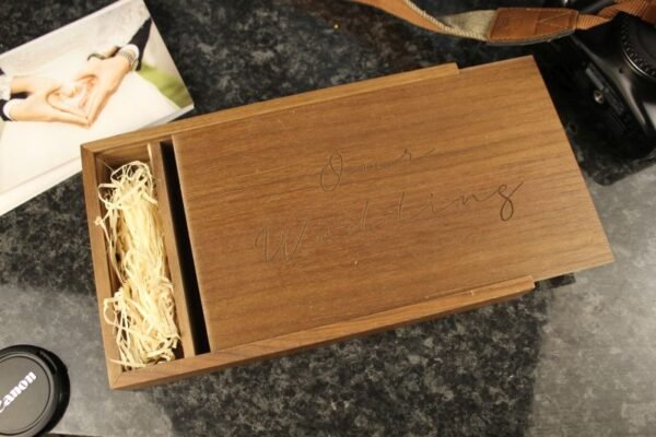 Pre engraved Wooden Photo Album box for 5"x7" Photo Prints (Solid Walnut) #10