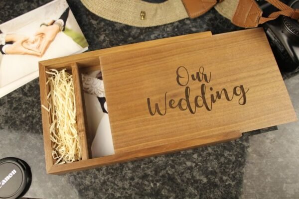 Pre engraved Wooden Photo Album box for 5"x7" Photo Prints (Solid Walnut) #11