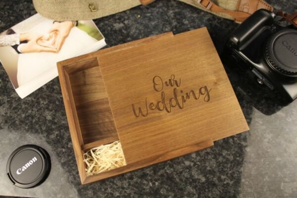 Pre engraved Wooden Photo Album box for 4"x6" Photo Prints (Solid Walnut) #4