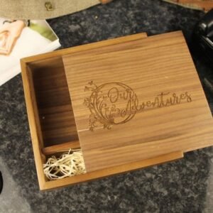 Pre engraved Wooden Photo Album box for 4"x6" Photo Prints (Solid Walnut) #5