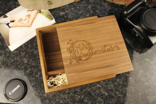 Pre engraved Wooden Photo Album box for 4"x6" Photo Prints (Solid Walnut) #5