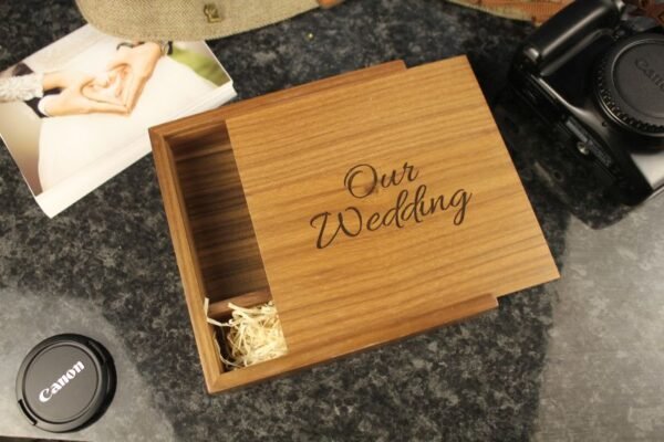 Pre engraved Wooden Photo Album box for 4"x6" Photo Prints (Solid Walnut) #6